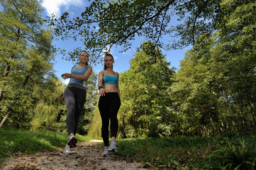 two girls jogging