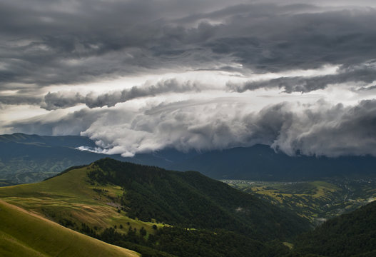 Stormy clouds over the mountains