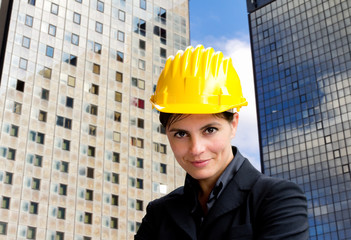 architect against  buildings background