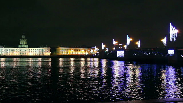 The bridge across the Neva River in St. Petersburg on Christmas 