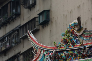 Drache als Firstschmuck am Longshan-Tempel in Taipeh