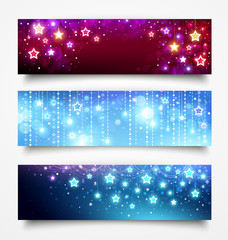 Christmas banners with stars.