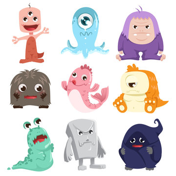 Cute monsters characters