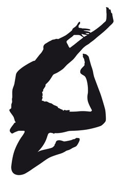 Dancer silhouette on a white background