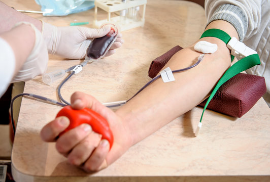 Close-up  photo of blood donation