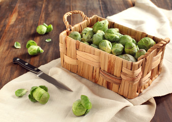 Brussels sprouts in a basket
