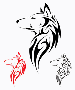 Tribal wolf tattoo - vector illustration