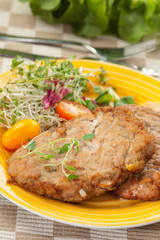 Minced cutlets with mushrooms
