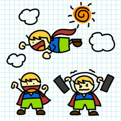 Kids hand writing cartoon .