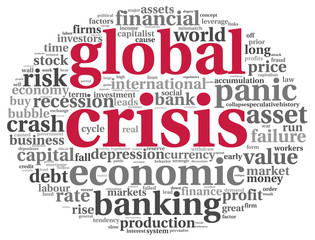 Global crisis concept on white