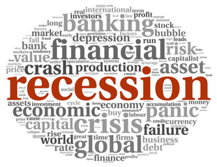 Recession concept on white