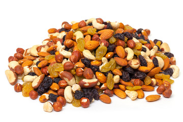 Mixture of nuts and raisins