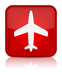 Airplane icon. Sign with reflection isolated on white.