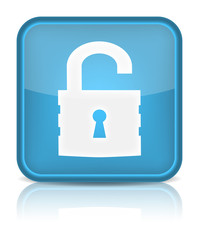 Unlock icon. Sign with reflection isolated on white.