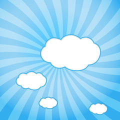 Abstract web design background with clouds with sun rays.