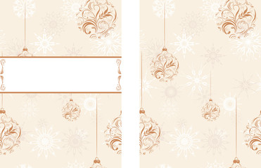 Ornamental background with snowflakes and Christmas balls