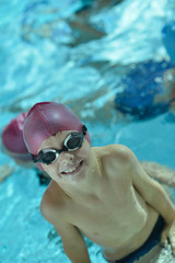 happy child on swimming pool