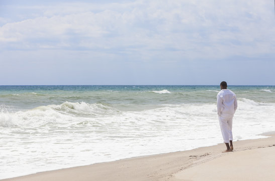 African American Man Alone on a Beach