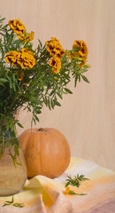 autumn bouquet and pumpkin