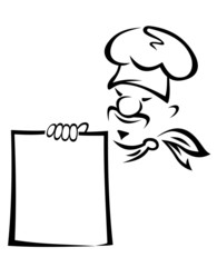 Asian chef with blank menu