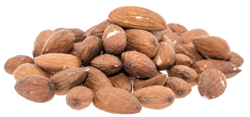 Heap of Almonds isolated on white