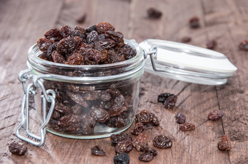 Raisins in a glass