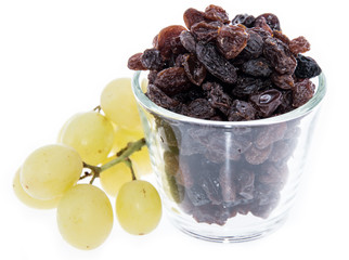 Glass with Raisins isolated on white