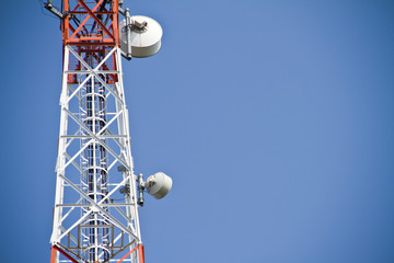 Telecommunications tower. Mobile phone base station