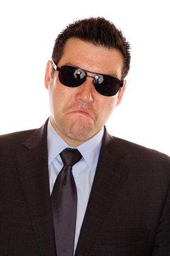 Frowny Faced Suit Man with Sunglasses