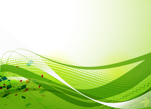 Abstract green lines vector background poster design.