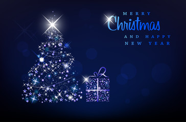 Naklejka na ściany i meble Merry Christmas and Happy New Year background for greetings card