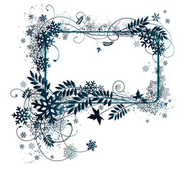 Fototapeta na wymiar Abstract winter frame with snowflakes