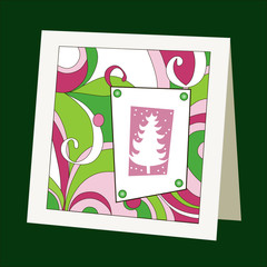 Card with pattern and Christmas tree