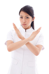 a young asian doctor on white background