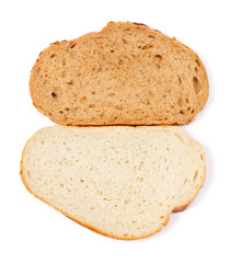 White and brown bread slice