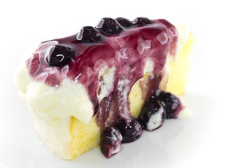 Slice of delicious blueberries  cheese cake