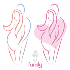 Pregnant woman and man - vector illustration