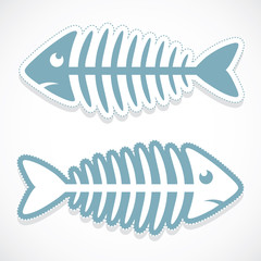 Fish bone sticker - vector illustration