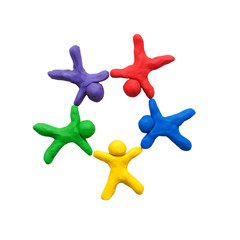 Obraz premium concept of team work, made of clay. Ready for your text or logo.