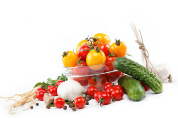 Healthy food. Fresh vegetables on a white background.