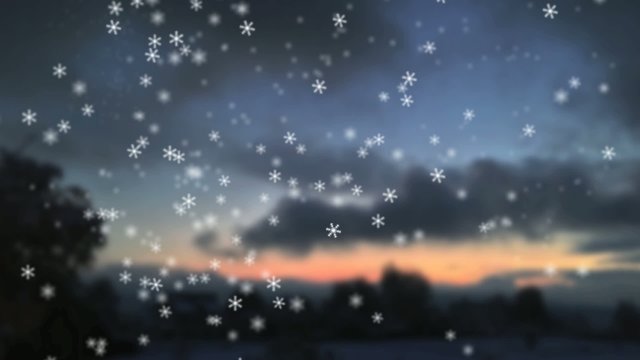 Schneefall mit Landschaft am Morgen