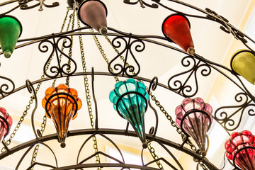 Fototapeta na wymiar Beautiful multi-colored chandelier