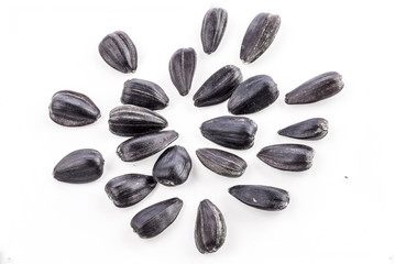 Sunflower seeds isolated on white background