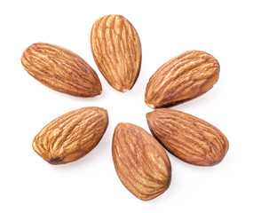 Almonds isolated on white background