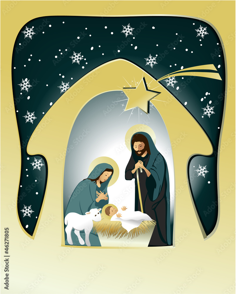 Wall mural Nativity scene with holy family