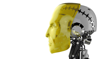 Cyborg Kopf Gelb - Seitenansicht