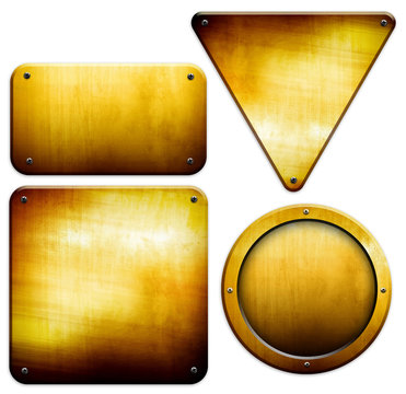 golden plate set (isolated with clipping path)
