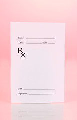 Pharmacist prescription on pink background