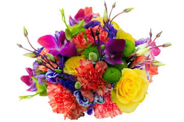 colorful Wedding bouquet on white