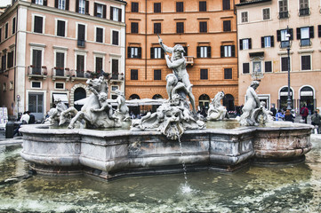 Fototapeta na wymiar Poseidon fontanna, plac Navona Rzym